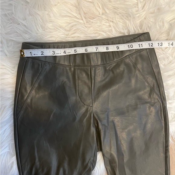Aritzia Faux Leather Olive Leggings - Picture 4 of 8